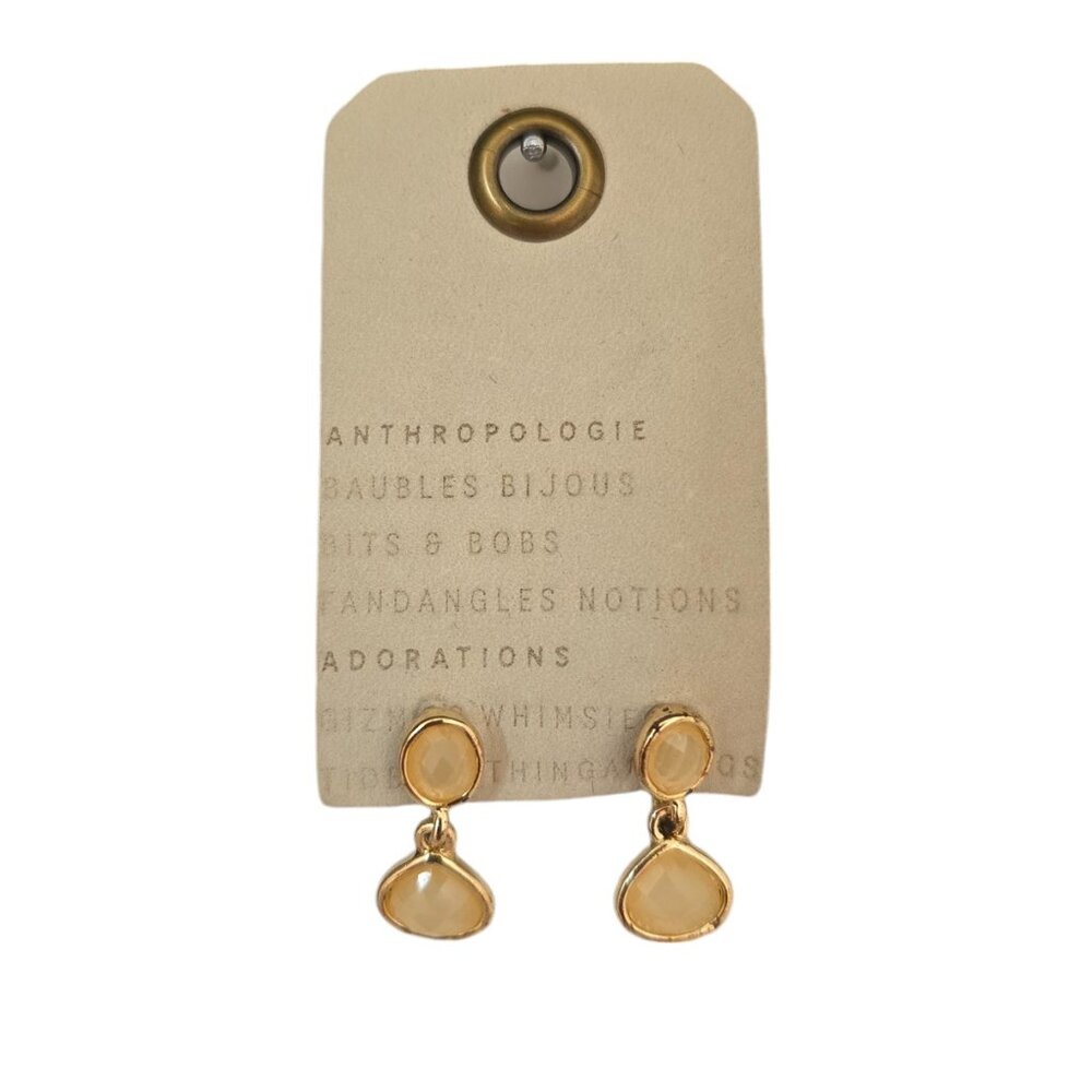Anthropologie Women's Double Tiny Drop Pink Rose Gold Plated NWT